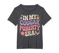 Funny 70s Retro Menopause Midlife Cougar Puberty T-Shirt, Women's Plus, Dark Heather Grey, 1X