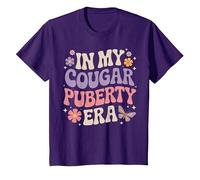 Funny 70s Retro Menopause Midlife Cougar Puberty T-Shirt, Youth, Purple, Large