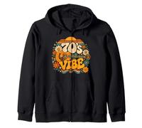 Funny 70's Vibe 70s Retro Party Boho Hippie Peace Sign Zip Hoodie