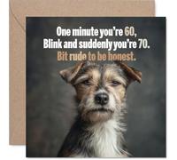 Funny 70th Birthday Card - Blink and You're Suddenly 70 - Humorous Dog Illustration with Tongue-in-ch geing Joke - Sure to Spark a Giggle - 145mm Square, Envelope Included