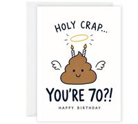 Funny 70th Birthday Card, Holy Crap You're 70, Humorous Greeting Card with Envelope
