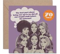 Funny 70th Birthday Card, Nostalgic Laughs for Her Milestone