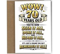 Funny 70th Birthday Card Wow 70 Years Old -NOT GOLD FOIL- Seen It All Done It All Humorous Seventieth Greeting For Him Her Friend Mum Dad With Envelope #1913