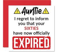 Funny 70th Birthday Cards for Auntie - Your Sixties Have Expired - Happy Birthday Card for Aunt Auntie Aunty from Nephew Niece, 145mm Banter Joke Humour Bday Greeting Cards Gift