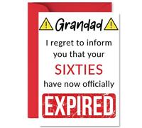 Funny 70th Birthday Cards for Grandad - Your Sixties Have Expired - Happy Birthday Card for Grandad Grandpa from Grandson Granddaughter, A5 Banter Joke Humour Bday Greeting Cards Gift