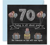 Funny 70th Birthday Cards for Men Woman - Chalk Blackboard - Happy Birthday Card for Uncle Mum Dad Grandpa Great Grandad Grandma Gran Nanny Auntie, 145mm Humour Banter Greeting Cards