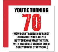 Funny 70th Birthday Cards for Men Woman - Start Lying - Fun Birthday Card for Dad Mum Great Grandad Grandpa Nanny Grandma Gran Uncle Auntie, 145mm Rude Joke Humour Greeting Cards
