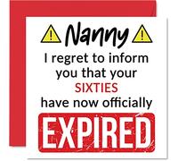Funny 70th Birthday Cards for Nanny - Your Sixties Have Expired - Happy Birthday Card for Nanny Nan from Grandson Granddaughter, 145mm Banter Joke Humour Bday Greeting Cards Gift