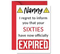 Funny 70th Birthday Cards for Nanny - Your Sixties Have Expired - Happy Birthday Card for Nanny Nan from Grandson Granddaughter, A5 Banter Joke Humour Bday Greeting Cards Gift