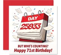 Funny 71st Birthday Card - Who's Counting Anyway? - Calendar Page with Playful Red and White Design - 145mm Square, Envelope Included