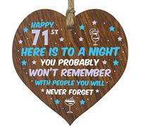 Funny 71st Birthday Gift For Women and Men Wooden Heart Plaque