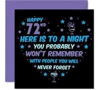 Funny 72nd Birthday Card for Men Women - Won't Remember - Happy Birthday Cards for 72 Year Old Dad Mum Auntie Uncle Nan Grandad, 145mm Bday Greeting Cards Gift