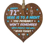 Funny 72nd Birthday Gift For Women Men Wooden Heart Plaque - Won't Remember - Dark Wood Sign Keepsake, Joke Humour Banter Happy Birthday Present for Mum Nanny Friend Granny Wife Auntie
