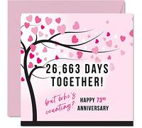 Funny 73rd Anniversary Card for Wife or Husband - 26663 Days Together - I Love You Gifts, Happy 73rd Wedding Anniversary Cards for Partner, 145mm Greeting Cards Anniversaries