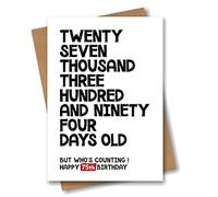 Funny 75th Birthday Card - 27394 Days Old But Who's Counting