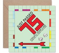 Funny 75th Birthday Card - Board Game Banter for a 75th - Playful Green and Red Design with a Cheeky Twist - 145mm Square, Envelope Included