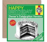 Funny 75th Birthday Card - Vintage Vibes and Birthday Banter - Classic Cake Illustration with a Witty Candle Joke - 145mm Square, Envelope Included