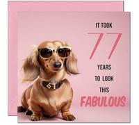 Funny 77th Birthday Card for Women - Fabulous Dachshund - Funny Ladies Birthday Card for 77 Year old woman Seventy Seven Seventy Seventh Ladies Nan Grandma Mum Aunt Sister Mum Friend