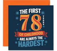 Funny 78th Birthday Card - Still a Big Kid at Heart - Bold Blue and Orange Design with Witty Childhood Joke - Perfect for a 78th Birthday Chuckle - 145mm Square, Envelope Included