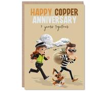 Funny 7th Anniversary Card, Copper Anniversary Giggles