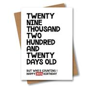 Funny 80th Birthday Card - 29220 Days Old But Who's Counting