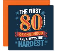 Funny 80th Birthday Card - Still a Big Kid at Heart - Bold Blue and Orange Humour with Playful Typography - Perfect for Celebrating with a Grin - 145mm Square, Envelope Included