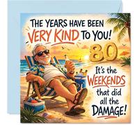 Funny 80th Birthday Card - Still Got That Youthful Glow - Relaxed Beach Scene with Witty 80th Slogan - Perfect for a Light-hearted Celebration - 145mm Square, Envelope Included