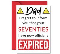 Funny 80th Birthday Cards for Dad - Your Seventies Have Expired - Happy Birthday Card for Dad Daddy Papa from Son Daughter, A5 Banter Joke Humour Bday Greeting Cards Gift