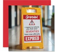 Funny 80th Birthday Cards for Grandad - Your Seventies Have Expired - Happy Birthday Card for Grandad Grandpa from Grandson Granddaughter, 145mm x 145mm Banter Joke Humour Bday Greeting Cards Gift