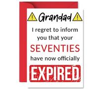 Funny 80th Birthday Cards for Grandad - Your Seventies Have Expired - Happy Birthday Card for Grandad Grandpa from Grandson Granddaughter, A5 Banter Joke Humour Bday Greeting Cards Gift
