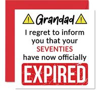 Funny 80th Birthday Cards for Grandad - Your Seventies Have Expired - Happy Birthday Card for Grandad Grandpa from Grandson Granddaughter, 145mm Banter Joke Humour Bday Greeting Cards Gift
