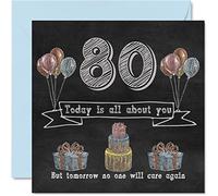 Funny 80th Birthday Cards for Men Woman - Chalk Blackboard - Happy Birthday Card for Uncle Mum Dad Grandpa Great Grandad Grandma Gran Nanny Auntie, 145mm Humour Banter Greeting Cards