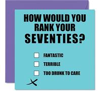 Funny 80th Birthday Cards for Men Woman - Rank Your Seventies - Happy Birthday Card for Dad Mum Great Grandad Grandpa Nanny Grandma Gran Uncle Auntie, 145mm Rude Banter Greeting Cards