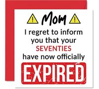 Funny 80th Birthday Cards for Mom - Your Seventies Have Expired - Happy Birthday Card for Mom Mommy Mum Mama from Son Daughter, 145mm Banter Joke Humour Bday Greeting Cards Gift