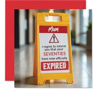 Funny 80th Birthday Cards for Mum - Your Seventies Have Expired - Happy Birthday Card for Mum Mummy Mom Mama from Son Daughter, 145mm x 145mm Banter Joke Humour Bday Greeting Cards Gift