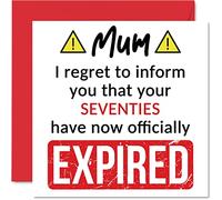 Funny 80th Birthday Cards for Mum - Your Seventies Have Expired - Happy Birthday Card for Mum Mummy Mom Mama from Son Daughter, 145mm Banter Joke Humour Bday Greeting Cards Gift