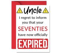 Funny 80th Birthday Cards for Uncle - Your Seventies Have Expired - Happy Birthday Card for Uncle from Nephew Niece, A5 Banter Joke Humour Bday Greeting Cards Gift