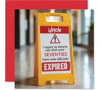 Funny 80th Birthday Cards for Uncle - Your Seventies Have Expired - Happy Birthday Card for Uncle from Nephew Niece, 145mm x 145mm Banter Joke Humour Bday Greeting Cards Gift