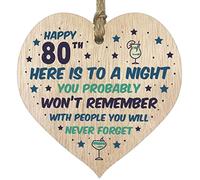 Funny 80th Birthday Gift For Women and Men Wooden Heart Plaque