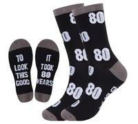 Funny 80th Birthday Gifts for Men - “ IT TOOK 80 YEARS TO LOOK THIS GOOD” Novelty Cotton Crew Birthday Socks, Gift for Dad, Husband, Friend Who Have Ererything