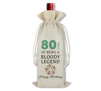 Funny 80th Birthday Gifts for Men Women Birthday Wine Gift Bag 80th Birthdays Party Decoration Drawstring Burlap Wine Bottle Bag Happy 80 Year Old Birthdays Gift for Friend Family Coworker