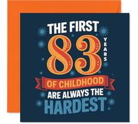Funny 83rd Birthday Card - Still Embracing Your Inner Child - Bold Blue and Orange Design with Playful Typography - 145mm Square, Envelope Included