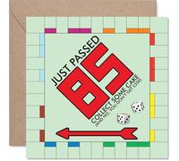 Funny 85th Birthday Card - Monopoly-inspired Laughs - Bright Green and Red Card Channels Classic Board Game with a Cheeky 85th Birthday Twist - 145mm Square, Envelope Included