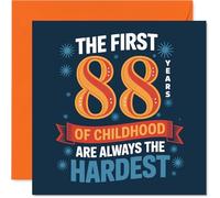 Funny 88th Birthday Card - Playfully Pokes Fun at Turning 88 - Bold 'first 88 Years of Childhood' Design - 145mm Square, Envelope Included