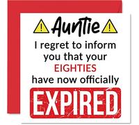 Funny 90th Birthday Cards for Auntie - Your Eighties Have Expired - Happy Birthday Card for Aunt Auntie Aunty from Nephew Niece, 145mm Banter Joke Humour Bday Greeting Cards Gift