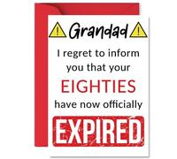 Funny 90th Birthday Cards for Grandad - Your Eighties Have Expired - Happy Birthday Card for Grandad Grandpa from Grandson Granddaughter, A5 Banter Joke Humour Bday Greeting Cards Gift