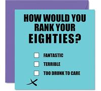 Funny 90th Birthday Cards for Men Woman - Rank Your Eighties - Happy Birthday Card for Dad Mum Great Grandad Grandpa Nanny Grandma Gran Uncle Auntie, 145mm Rude Banter Greeting Cards