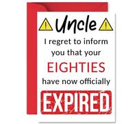 Funny 90th Birthday Cards for Uncle - Your Eighties Have Expired - Happy Birthday Card for Uncle from Nephew Niece, A5 Banter Joke Humour Bday Greeting Cards Gift
