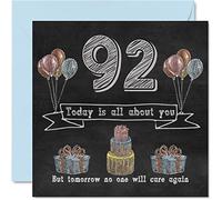 Funny 92nd Birthday Cards for Men Woman, Chalk Blackboard
