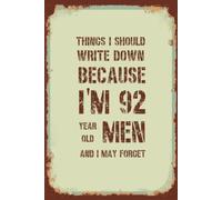 Funny 92nd Birthday Notebook For Men: Vintage Themed Blank Lined Notebook | Birthday Gifts For 92 Year Old Men | Present Idea For Husband, Brother or a Friend